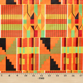 Ottertex® Printed Nylon Ripstop - Kente - Waterproof (PU Coated) & Water Repellent (DWR) - 70D, 2.2 oz Fabric Kente Print SV578012 Orange Image A9