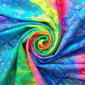 Mermaid Scale Hologram Tricot Foil Fabric SV578037 Mediterranean Rainbow 1