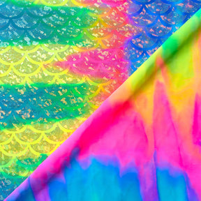 Mermaid Scale Hologram Tricot Foil Fabric SV578037 Mediterranean Rainbow 3