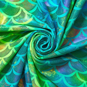 Mermaid Scale Hologram Tricot Foil Fabric SV578038 Carribean Reef 1