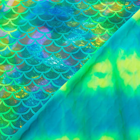 Mermaid Scale Hologram Tricot Foil Fabric SV578038 Carribean Reef 3