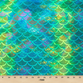 Mermaid Scale Hologram Tricot Foil Fabric SV578038 Carribean Reef 4