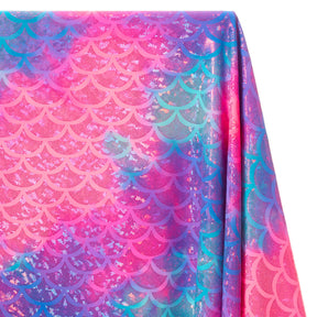 Mermaid Scale Hologram Tricot Foil Fabric SV578039 Pacific Sunset 2