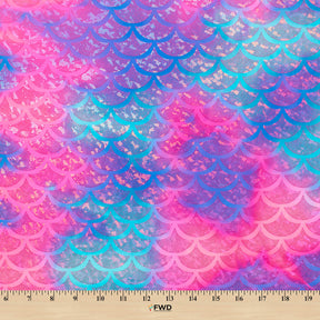 Mermaid Scale Hologram Tricot Foil Fabric SV578039 Pacific Sunset 4