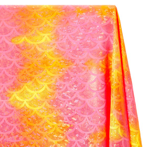 Mermaid Scale Hologram Tricot Foil Fabric SV578040 Atlantic Sunrise 2