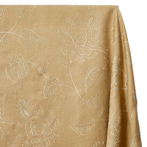 Kalanchoe Embroidered Linen Fabric SV578142 Tan / Beige 1