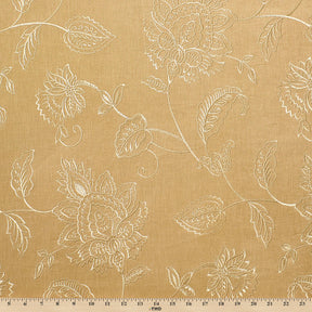 Kalanchoe Embroidered Linen Fabric SV578142 Tan / Beige 3