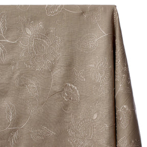 Kalanchoe Embroidered Linen Fabric SV578144 Taupe / Silver 1