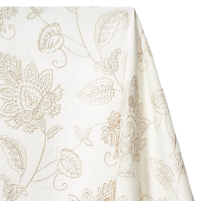Kalanchoe Embroidered Linen Fabric SV578146 White / Silver 1