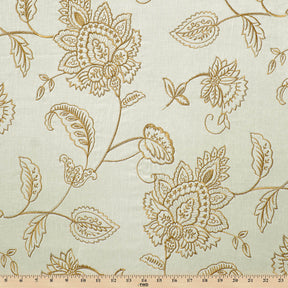 Kalanchoe Embroidered Linen Fabric SV578147 Sage / Bronze 3