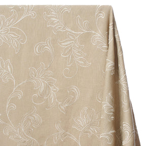 Rowan Embroidered Linen Fabric SV578149 Khaki / Beige 1