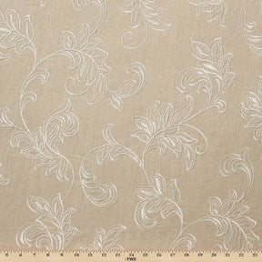 Rowan Embroidered Linen Fabric SV578149 Khaki / Beige 3