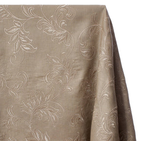 Rowan Embroidered Linen Fabric SV578151 Taupe / Silver 1