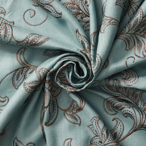 Rowan Embroidered Linen Fabric SV578156 Cadet Grey / Mocha 2