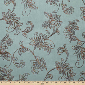 Rowan Embroidered Linen Fabric SV578156 Cadet Grey / Mocha 3
