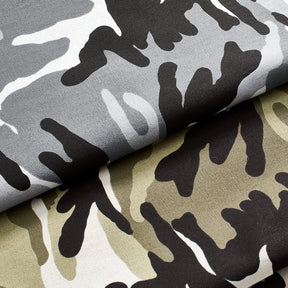 Woodland Camo Print Stretch Twill Fabric Group