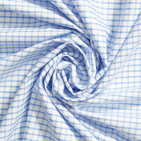 Suave 1 4 Gingham Check Shirting Poplin Fabric SV578359 Light Blue 2