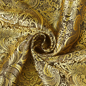 Gold Paisley Metallic Brocade Fabric SV578420 Black / Gold 2