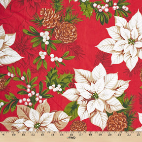 Poinsettia Print Broadcloth Fabric SV578915 Red 3