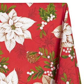 Poinsettia Print Broadcloth Fabric SV578915 Red 1