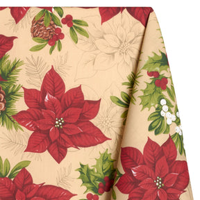 Poinsettia Print Broadcloth Fabric SV578916 Tan 1