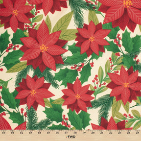 Holiday Floral Print Broadlcloth Fabric SV578917 Ivory 3