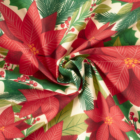 Holiday Floral Print Broadlcloth Fabric SV578917 Ivory 2
