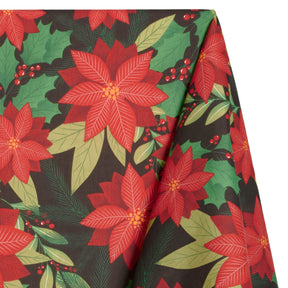 Holiday Floral Print Broadlcloth Fabric SV578918 Black 1