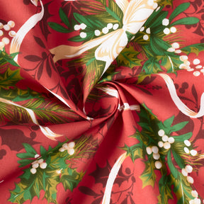 Mistletoe Print Broadcloth Fabric SV578924 Red 2
