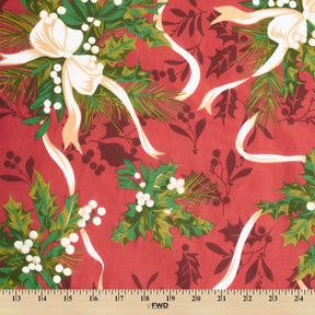 Mistletoe Print Broadcloth Fabric SV578924 Red 3