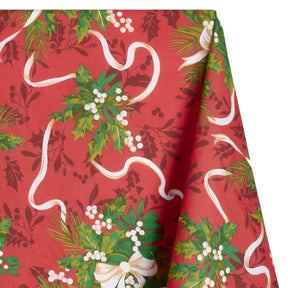 Mistletoe Print Broadcloth Fabric SV578924 Red 1
