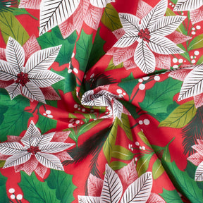 Holiday Floral Print Broadlcloth Fabric SV578928 Red 2
