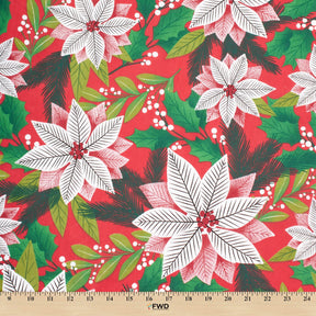 Holiday Floral Print Broadlcloth Fabric SV578928 Red 3