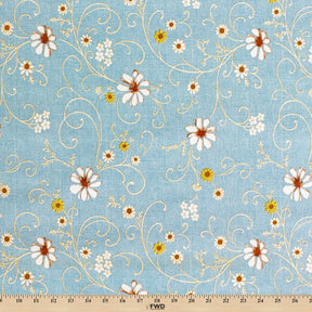 Daisy Print Oilcloth Fabric SV578935 Turquoise 3