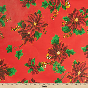 Holly Poinsettia Oilcloth Fabric SV578938 3