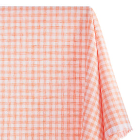 Gingham Check Linen Look Fabric SV579008 Orange / White 1