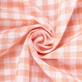 Gingham Check Linen Look Fabric SV579008 Orange / White 2