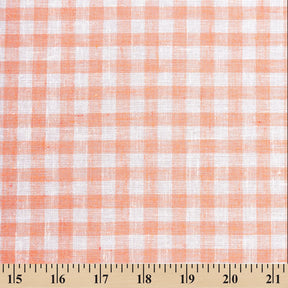 Gingham Check Linen Look Fabric SV579008 Orange / White 3