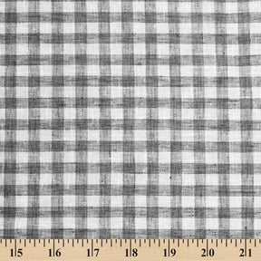 Gingham Check Linen Look Fabric SV579010 Black / White 3
