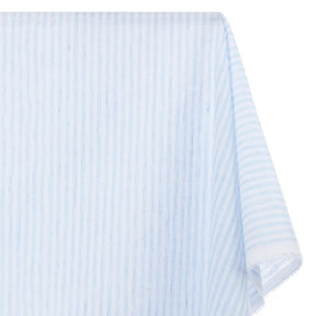University Stripe Linen Look Fabric SV579001 Light Blue / White 1