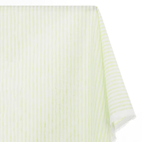 University Stripe Linen Look Fabric SV579003 Kiwi / White 1