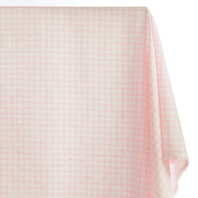 Gingham Check Linen Look Fabric SV579005 Blush / White 1