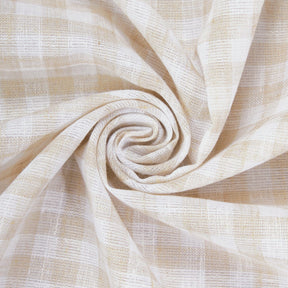 Gingham Check Linen Look Fabric SV579007 Tan / White 2