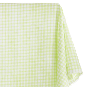 Gingham Check Linen Look Fabric SV579011 Kiwi / White 1