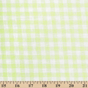Gingham Check Linen Look Fabric SV579011 Kiwi / White 3