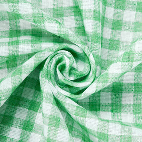 Gingham Check Linen Look Fabric SV579012 Kelly Green / White 2