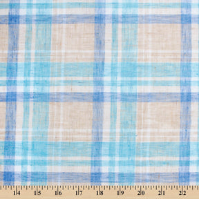 Tartan Plaid Linen Look Fabric SV579013 Tan 3