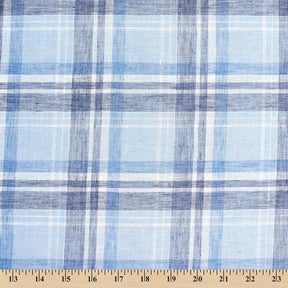 Tartan Plaid Linen Look Fabric SV579015 Light Blue 3