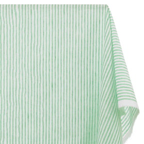 University Stripe Linen Look Fabric SV579004 Kelly Green / White 1