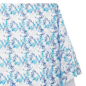 Bay Leaf Print Linen Look Fabric SV579017 White / Blue 1